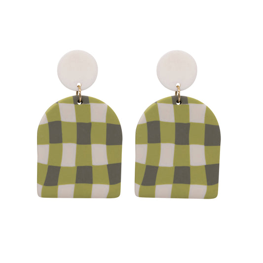 Kiki Earrings | Green Gingham