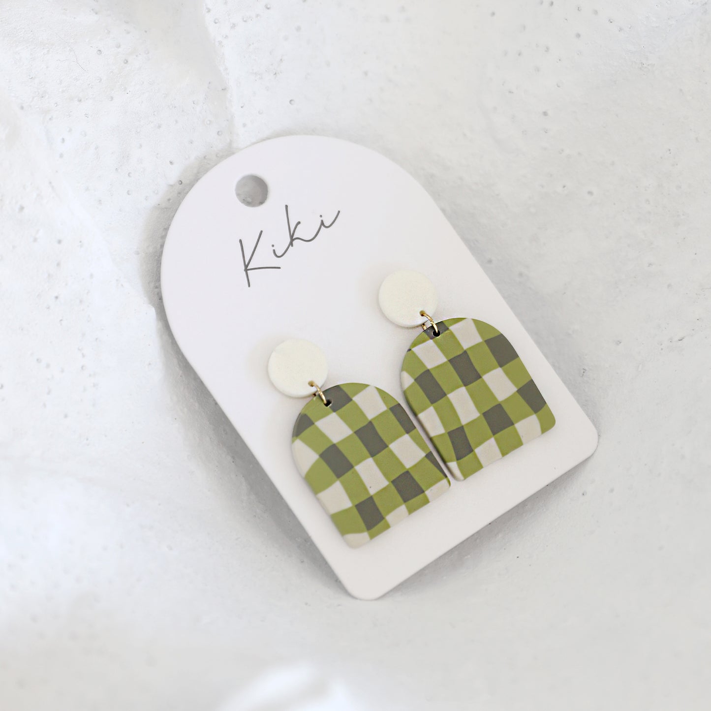 Kiki Earrings | Green Gingham