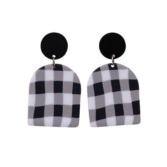 Kiki Earrings | Black & White Gingham