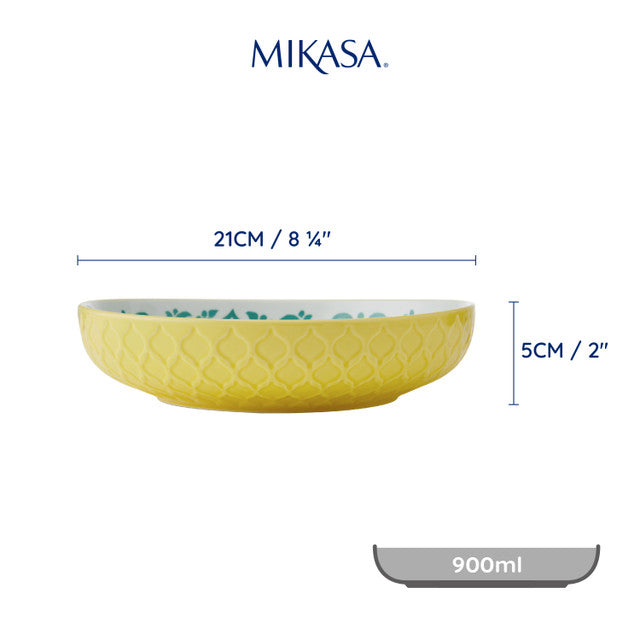Mikasa Coupe Bowl | Yellow Blue Geometric