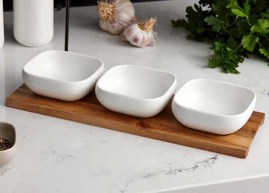 Essentials Bowl & Tray Set - White