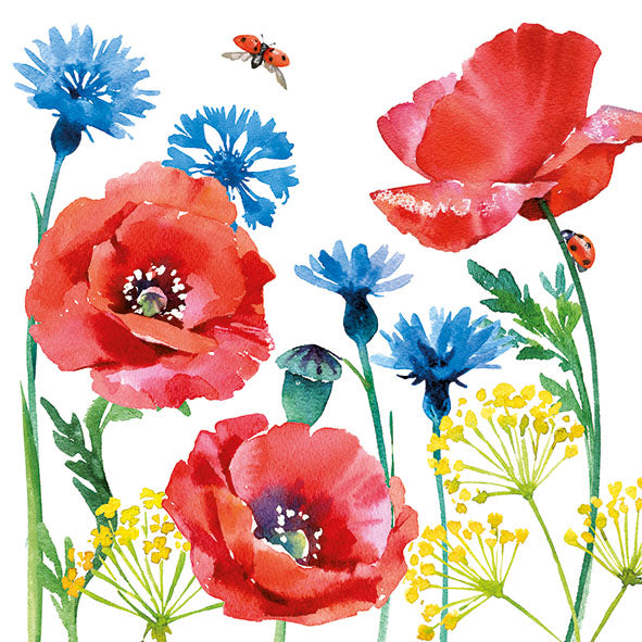 Luncheon Napkin Cornflower & Poppy