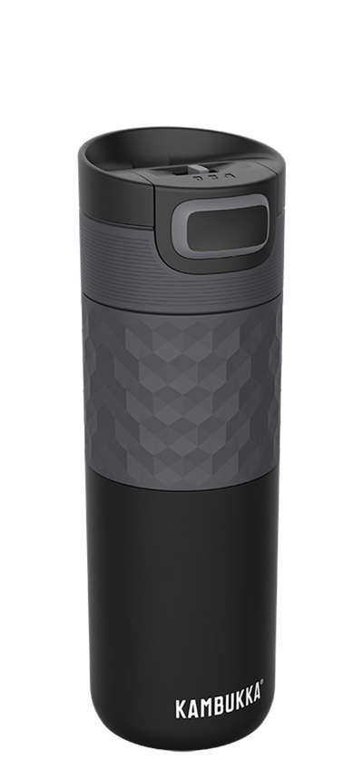 Kambukka Etna Grip S/S Tumbler 500ml | Black Steel with Bonus Lid
