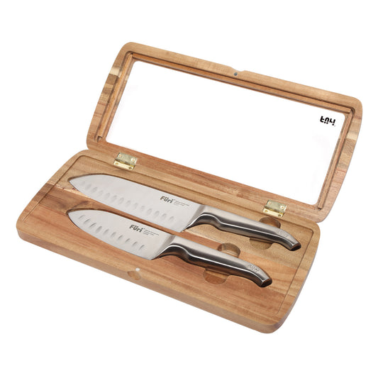 Furi Pro Acacia East/West Santoku Knife Set 2 Piece
