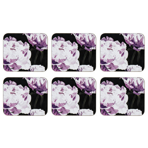 Dark Florals Peony Coaster 6pk