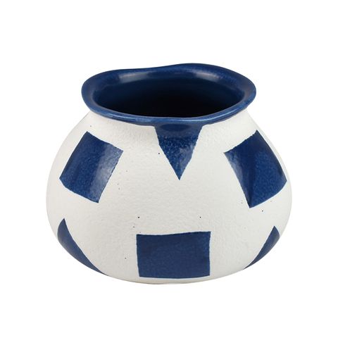 Bayou White/Navy Vase 11.5x7.5cm