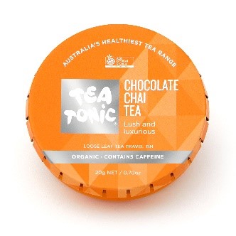 Tea Mug For One with Chocolate Chai Tea Loose Leaf Travel Tin