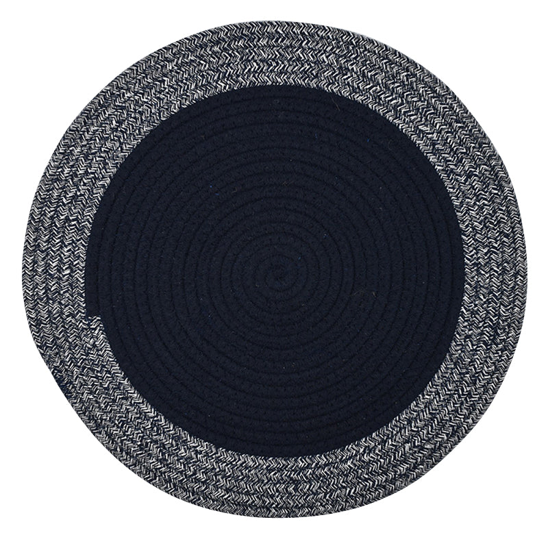 Demi Cotton Round Placemat - Navy/White