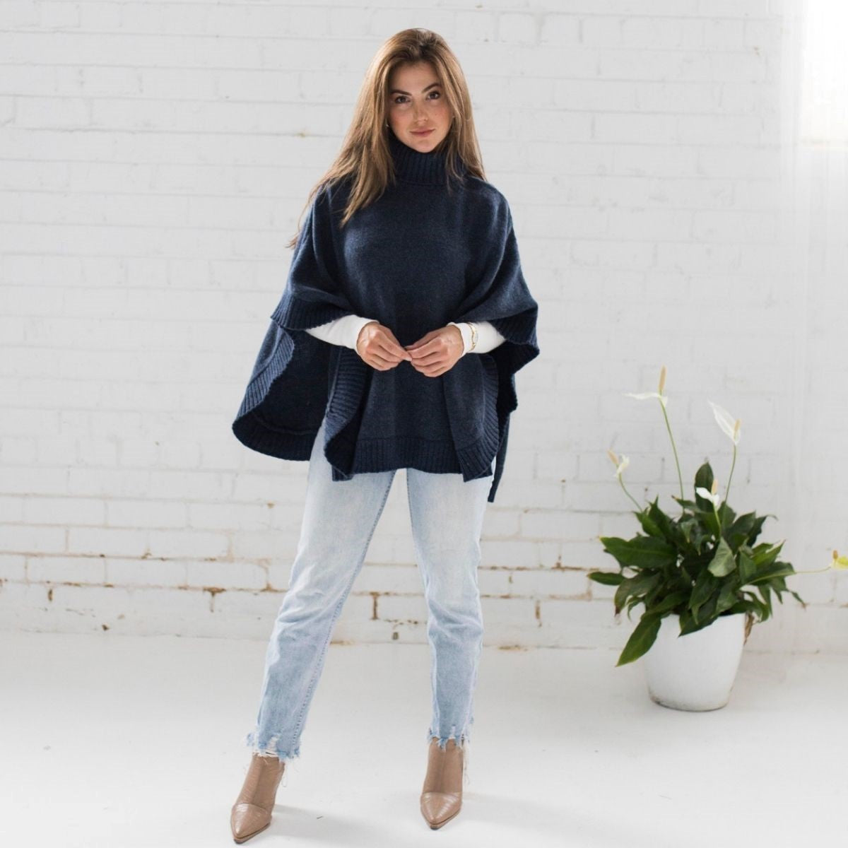 Lorna Navy Poncho