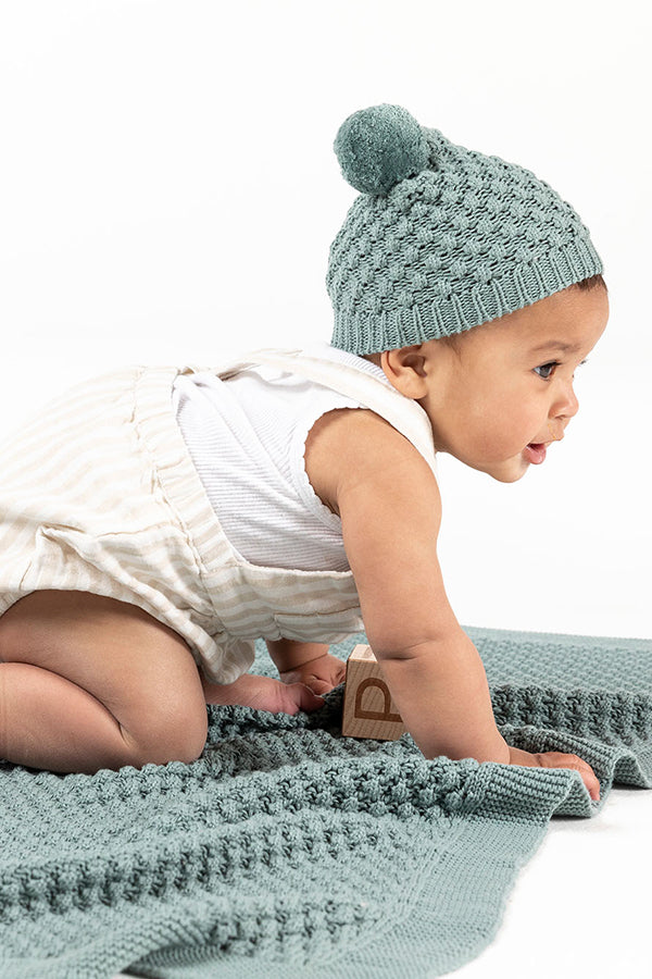 Baby Blanket - Mini Popcorn Blue Daisy