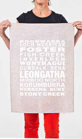 Many Towns Tea Towel