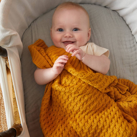 Baby Blanket Basket Weave - Honey
