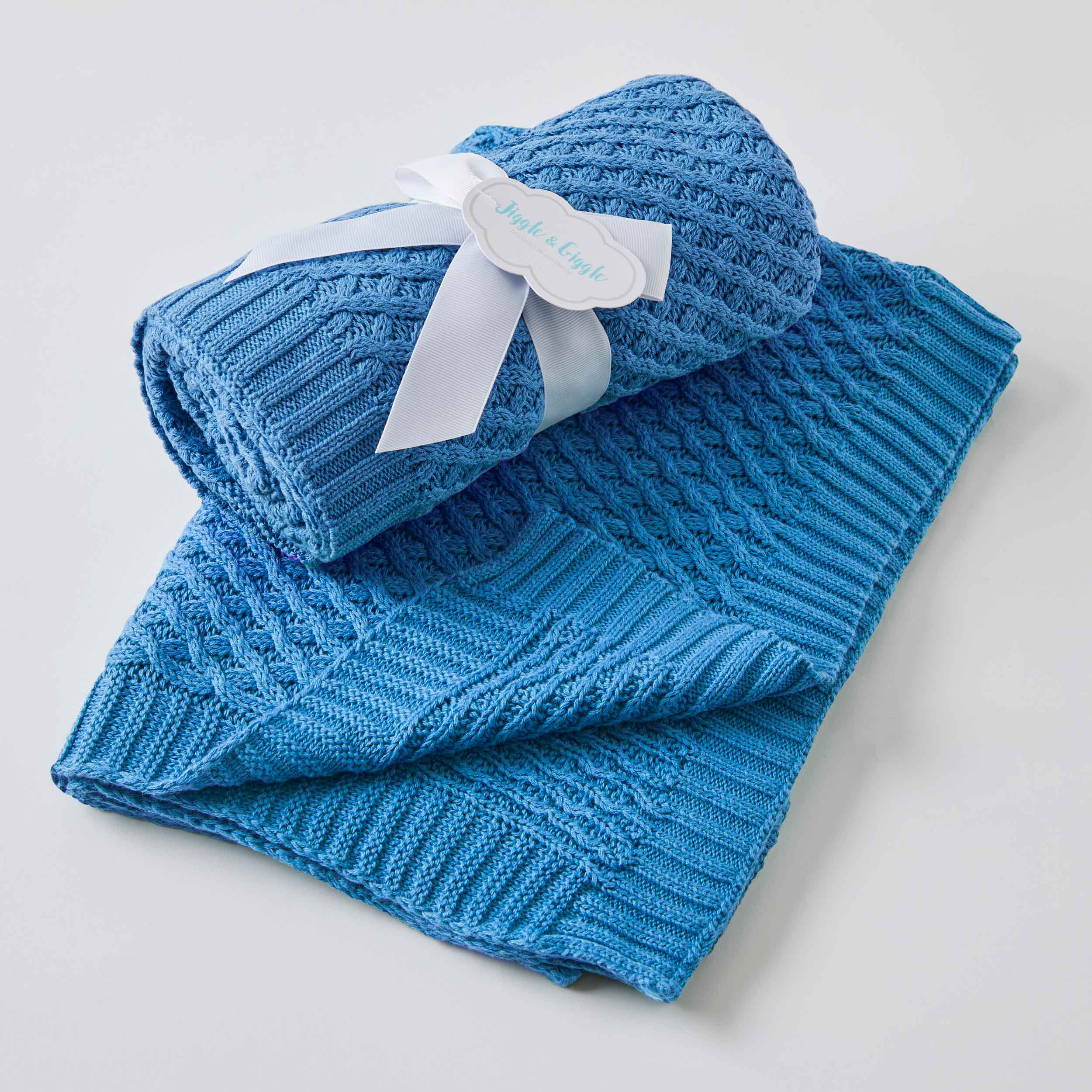 Baby Blanket Basket Weave Harbour Blue A.W. Smith & Sons Gift