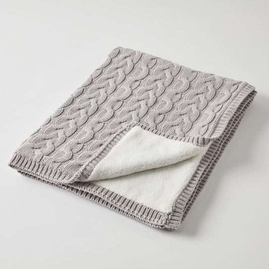 Baby Blanket Aurora Cable Knit - Silver/Cream