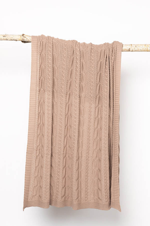 Cable Knit Throw Mushroom