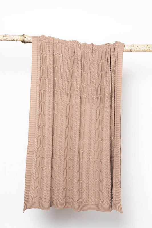 Cable Knit Throw Mushroom