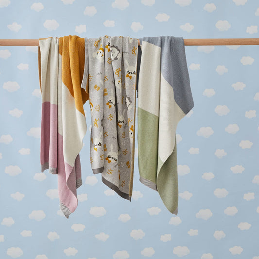 Baby Blanket Spectacular Block Stripe - Denim/Sage