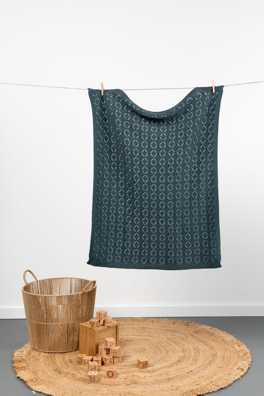 Baby Blanket - Vintage Knit Marine