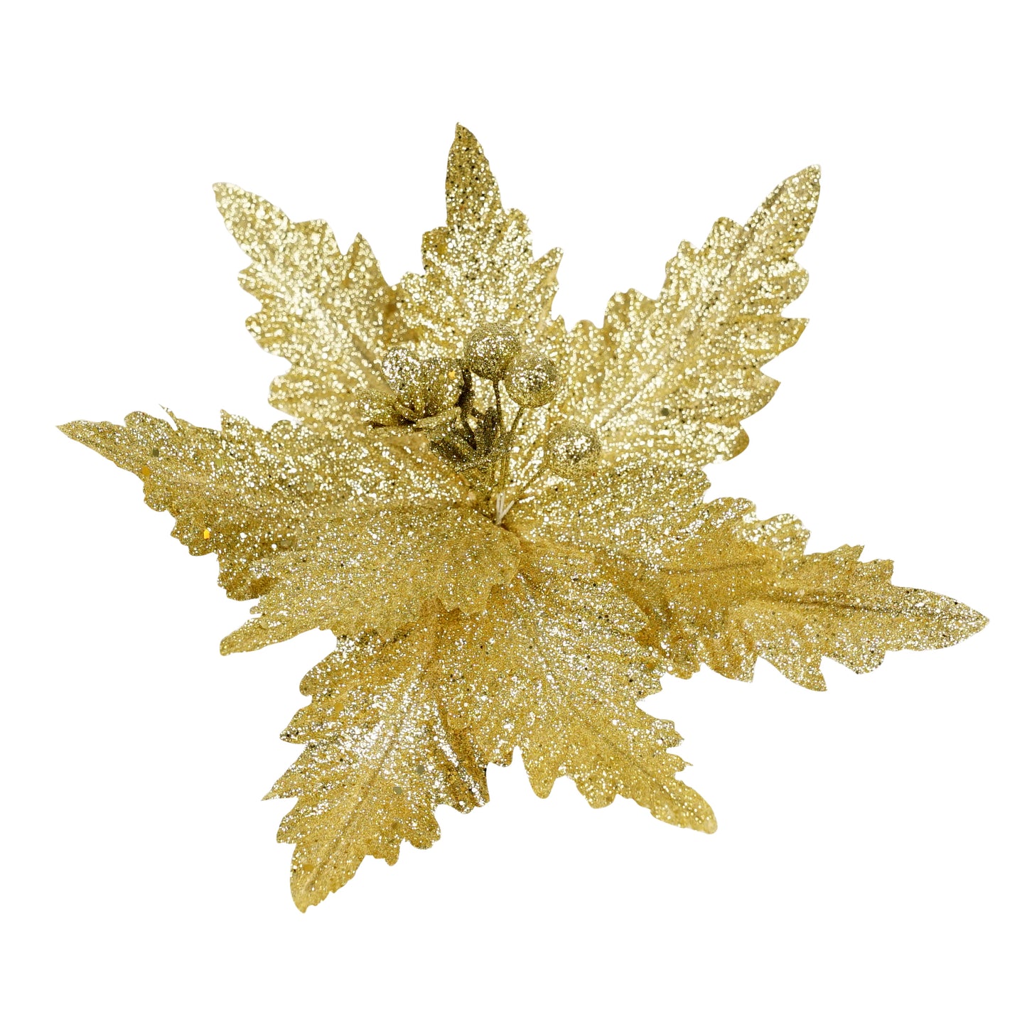 Poinsettia Gold Glitter with Clip