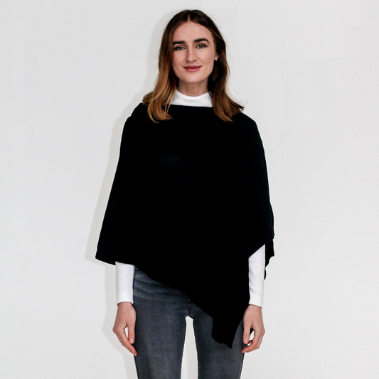 Zara Black Wool Poncho