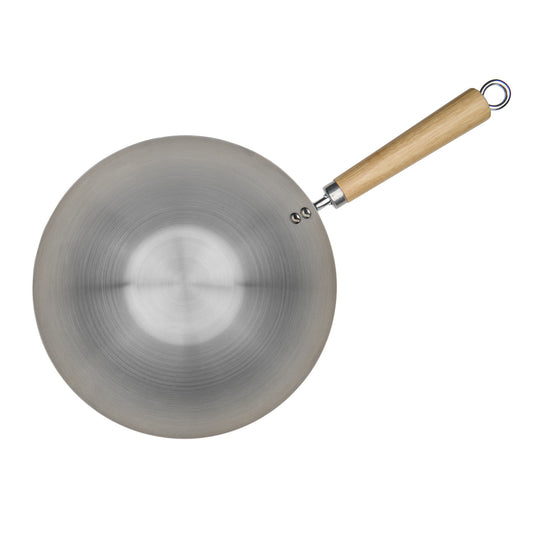 Pyrolux Carbon Steel Wok with Wood Handle 30cm