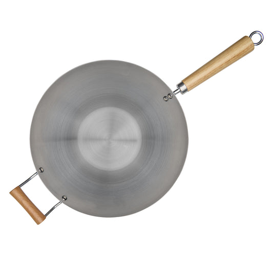 Pyrolux Carbon Steel Wok with Wood Helpwer Handle 36cm