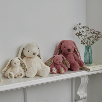 Floral White Bunny Rattle