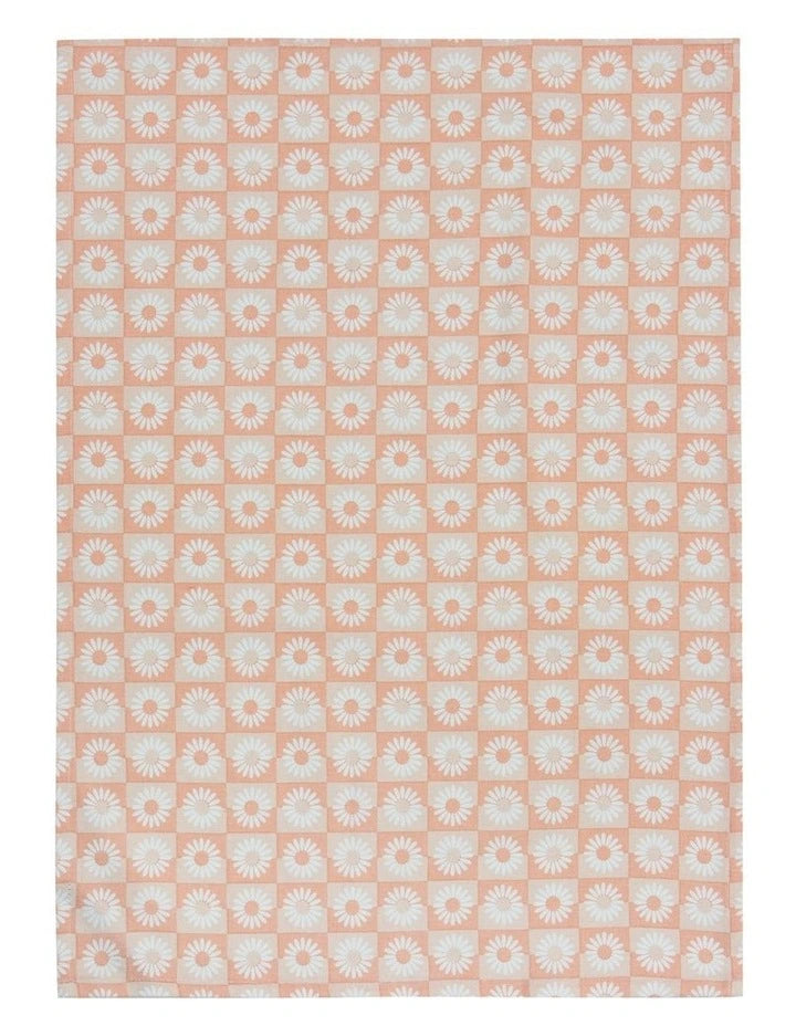 Daisy Printed Pink Tea Towel 4pk