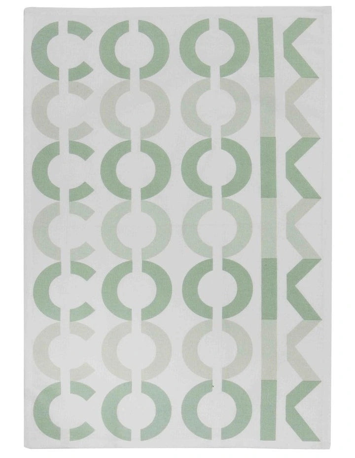 Cook & Bake Printed Green Tea Towel 4pk