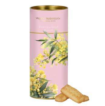 Valley Produce Company Pure Butter Shortbread Embossed Tube - Australian Wattle 180g