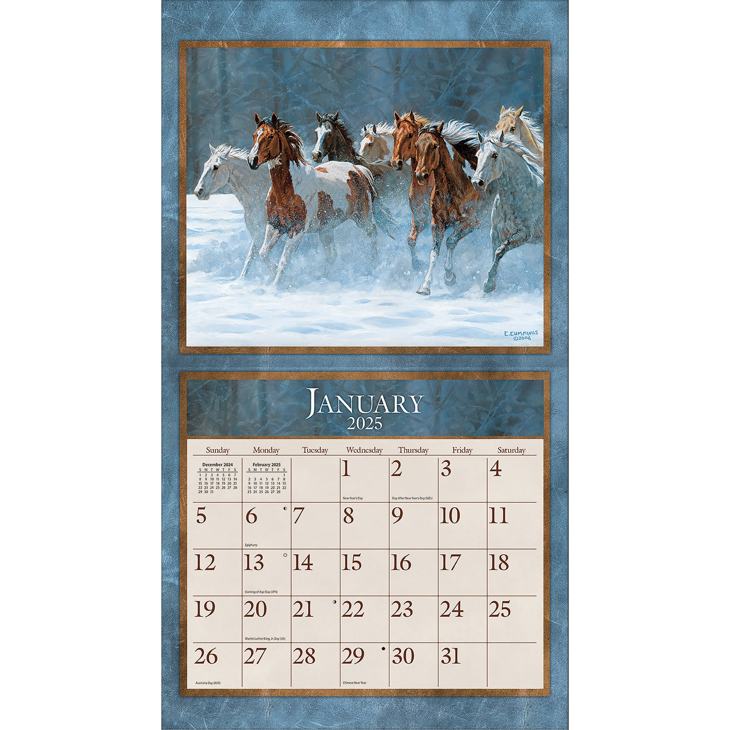 Horses in the Mist 2025 Wall Calendar