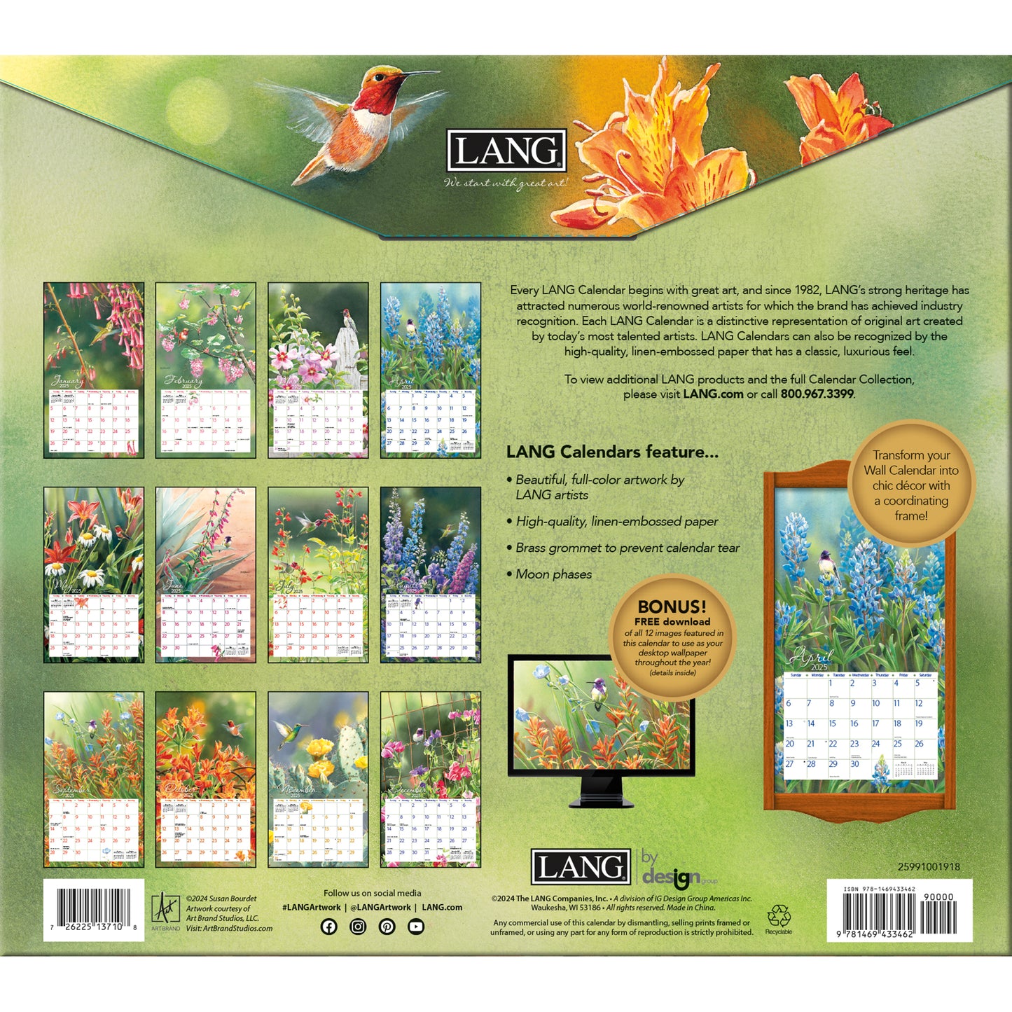 Hummingbirds 2025 Wall Calendar