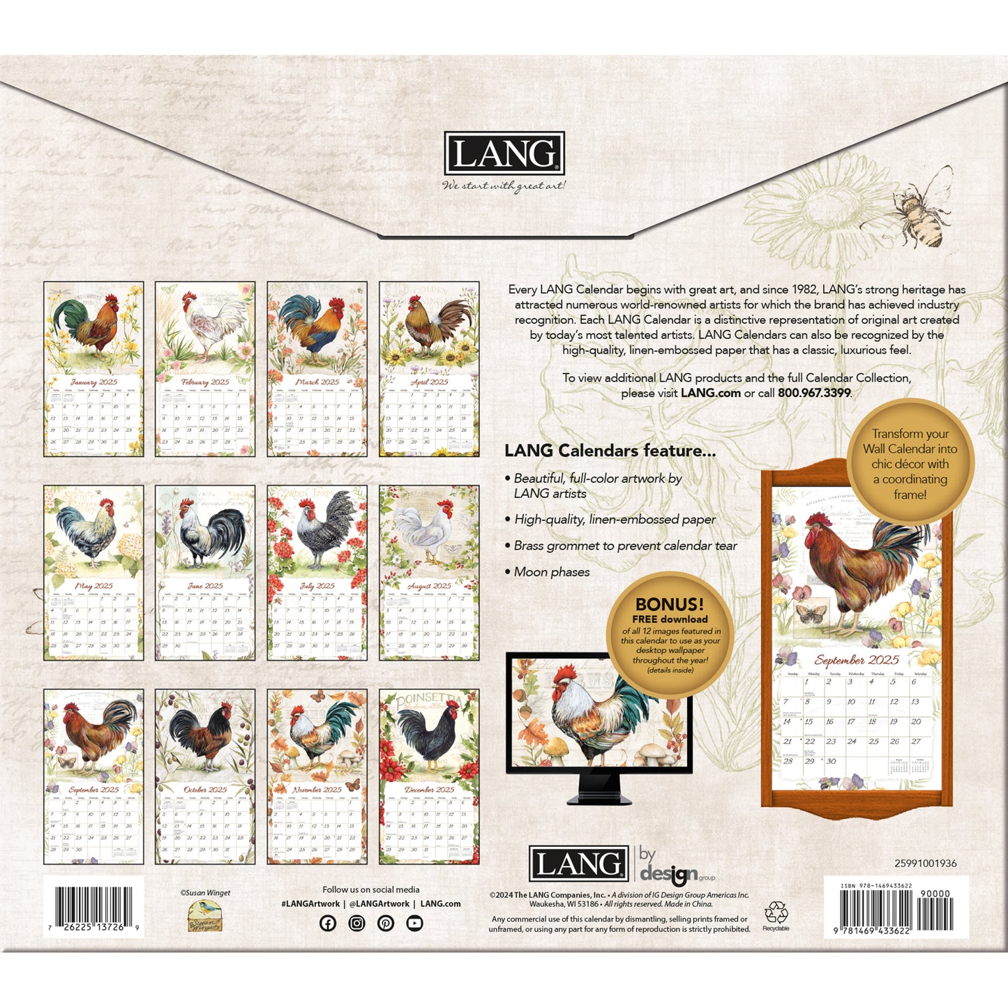 Proud Rooster 2025 Wall Calendar