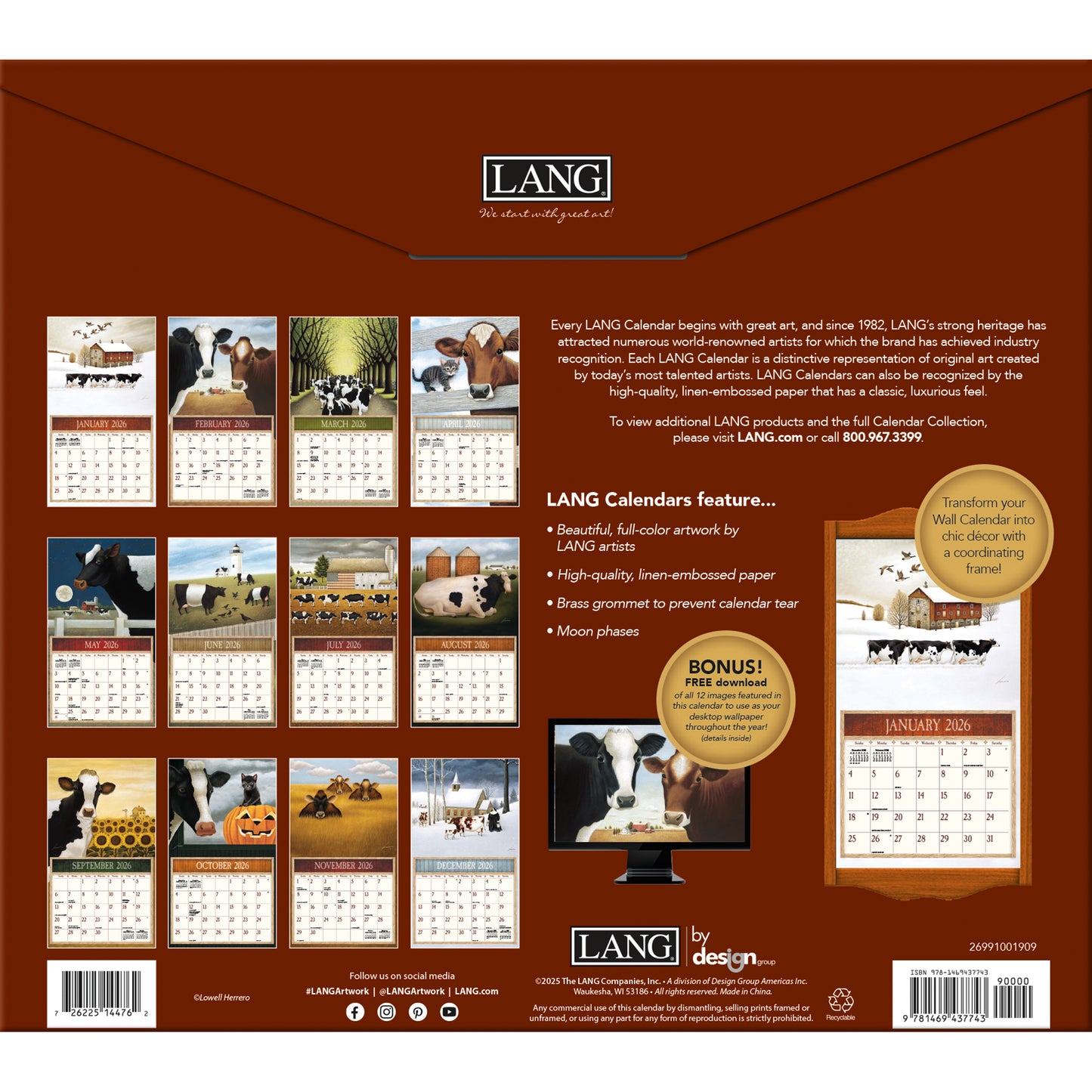 Cows Cows Cows 2026 Wall Calendar