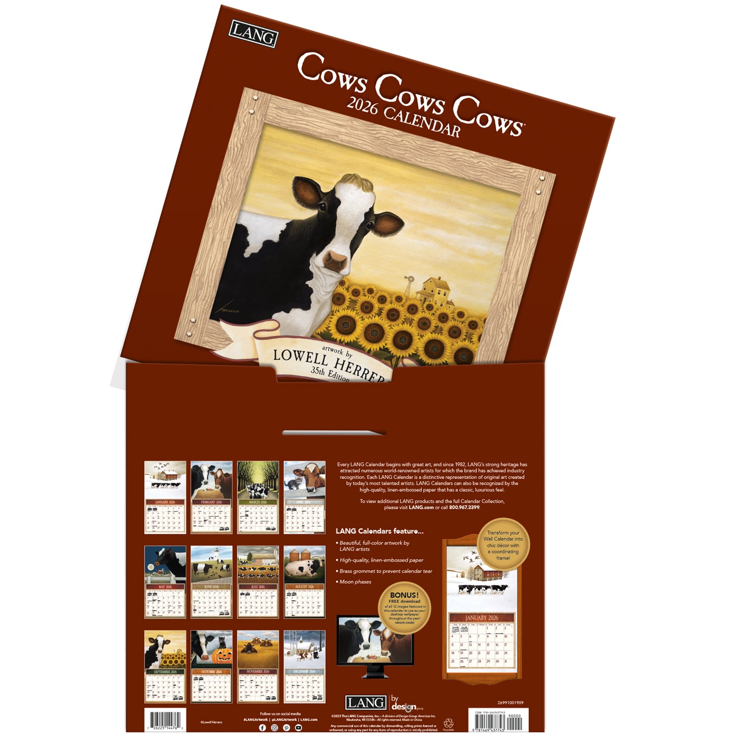 Cows Cows Cows 2026 Wall Calendar