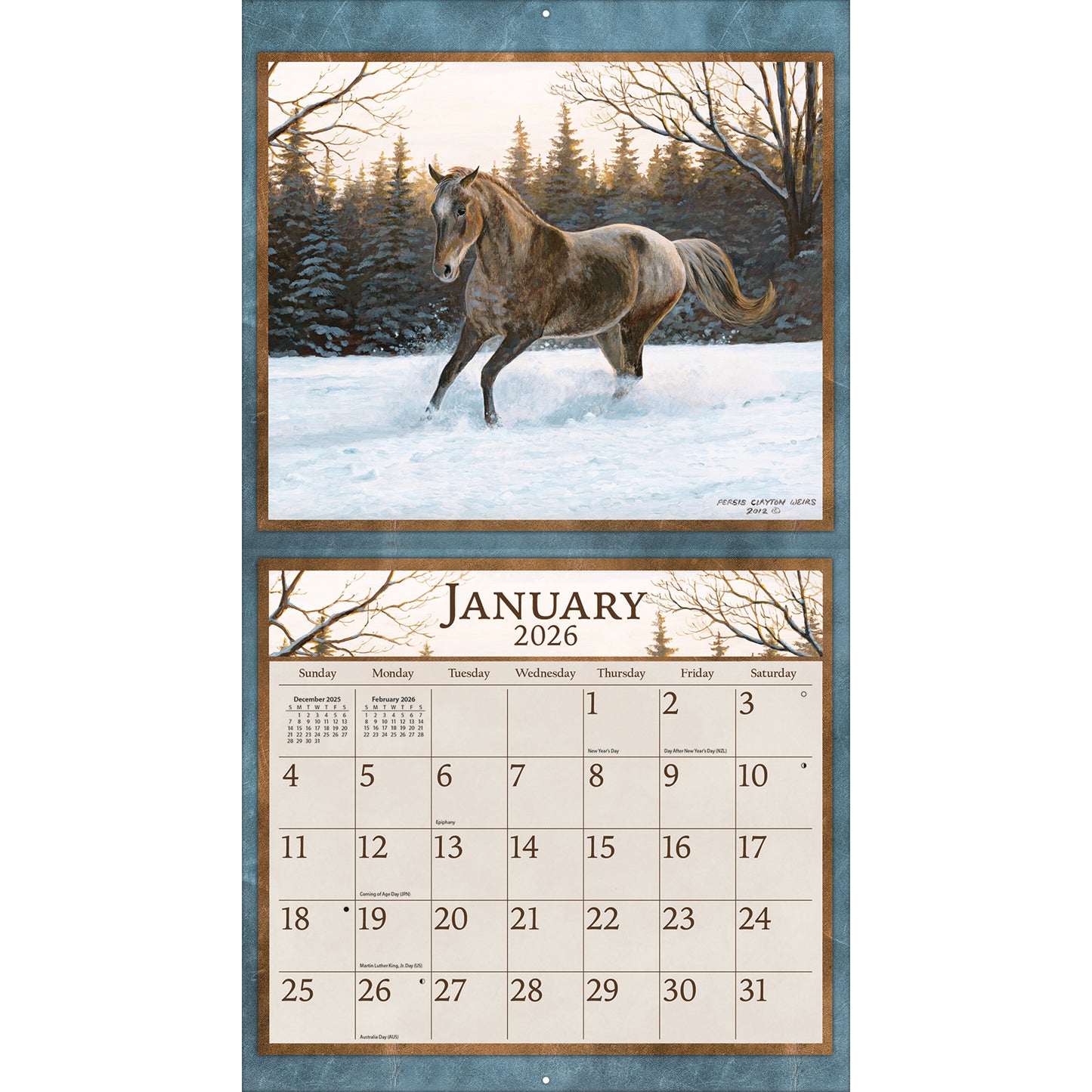 Horses in the Mist 2026 Wall Calendar