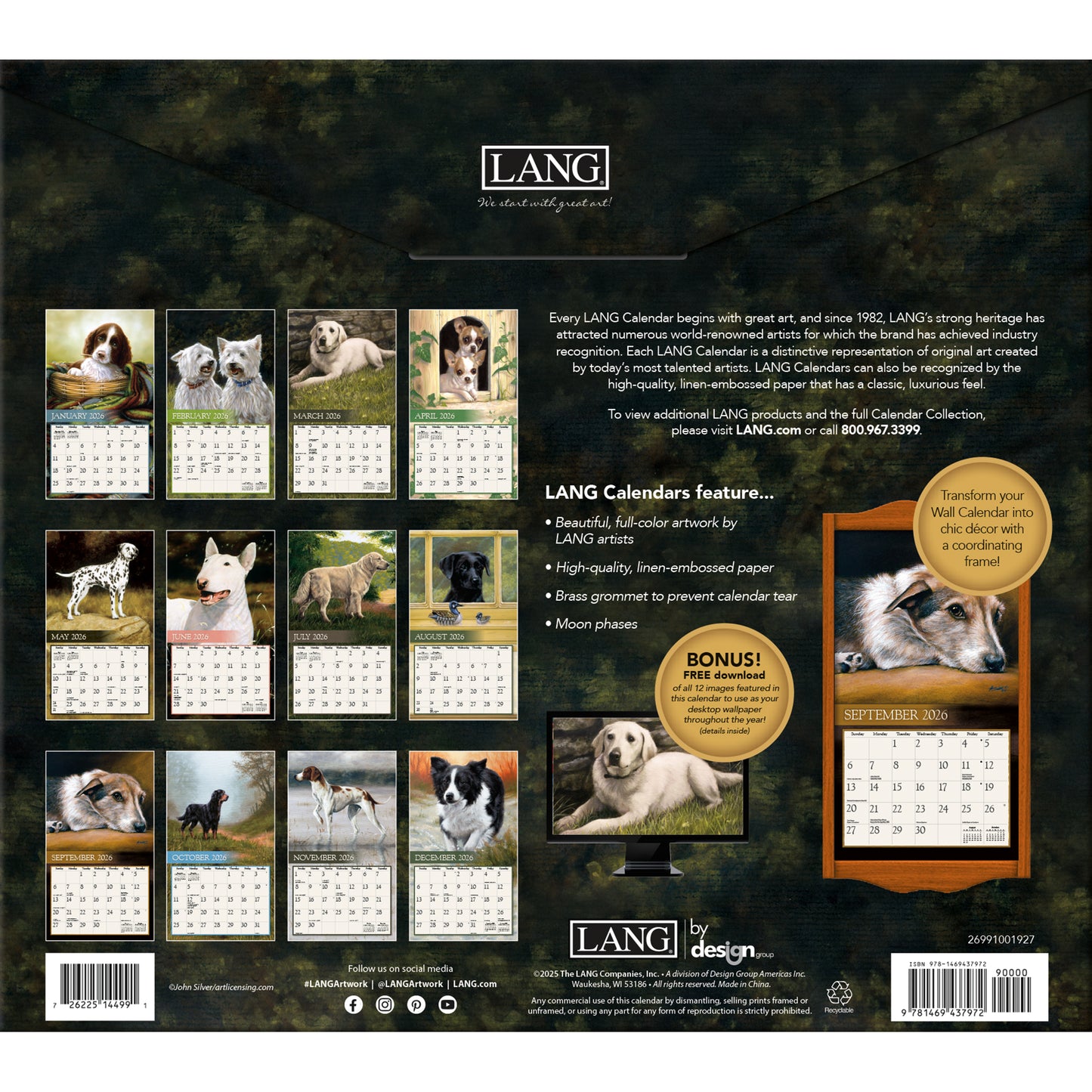 Love of Dogs 2026 Wall Calendar