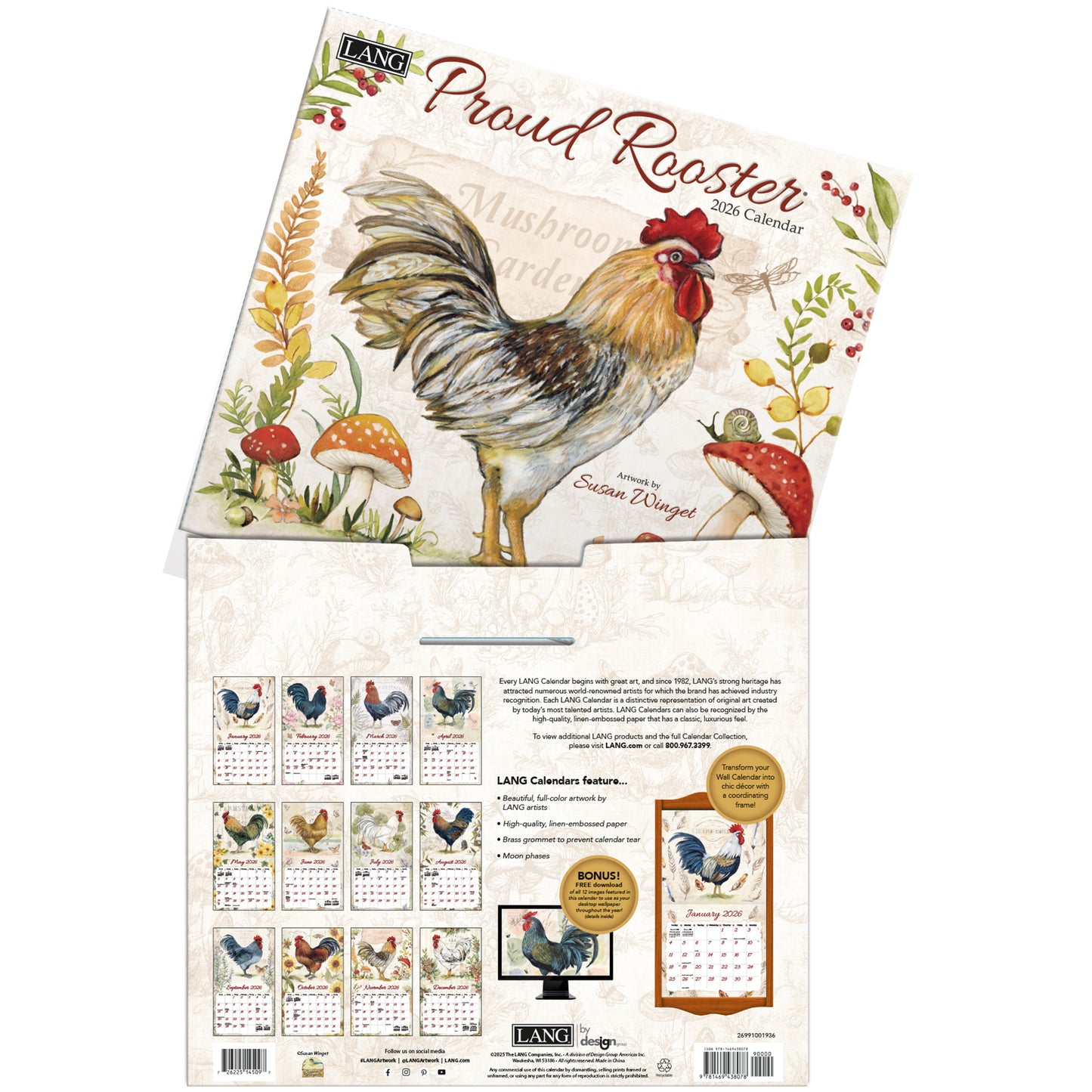 Proud Rooster 2026 Wall Calendar