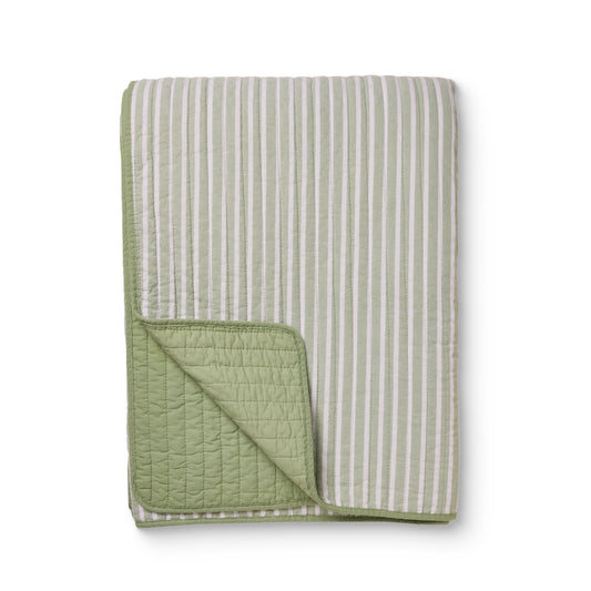 Sinclair Stripe Quilted Coverlet | Green