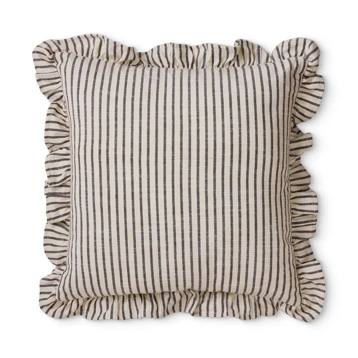 Ruffles Stripe Cushion | Black/Natural