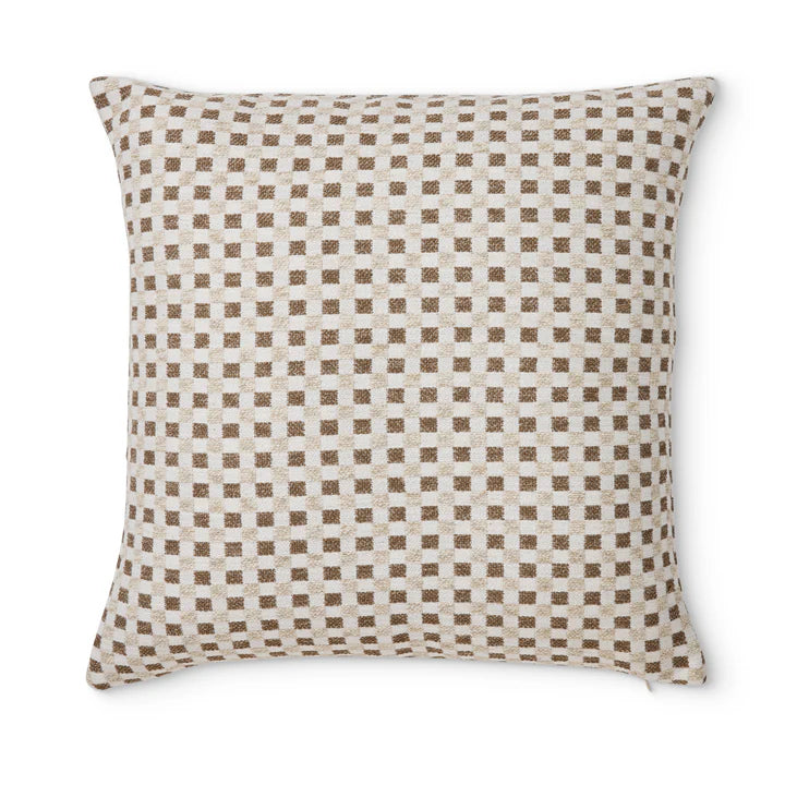 Checkers Cushion | Beige/Coffee