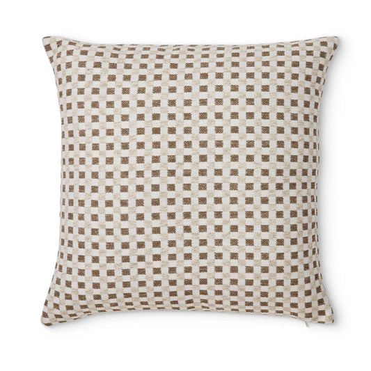 Checkers Cushion | Beige/Coffee