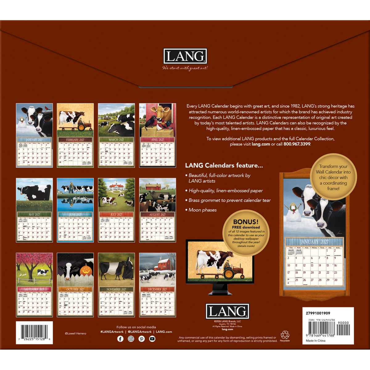 Cows Cows Cows 2027 Wall Calendar