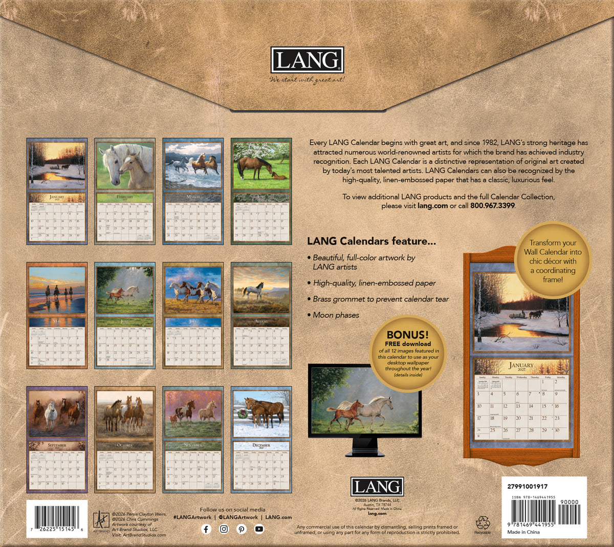 Horses In The Mist 2027 Wall Calendar