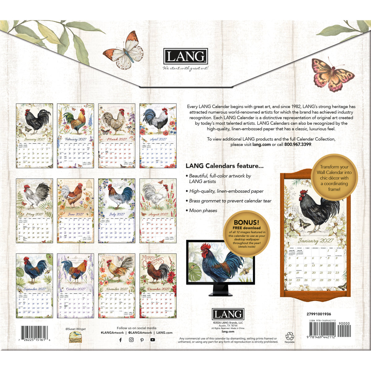 Proud Rooster 2027 Wall Calendar