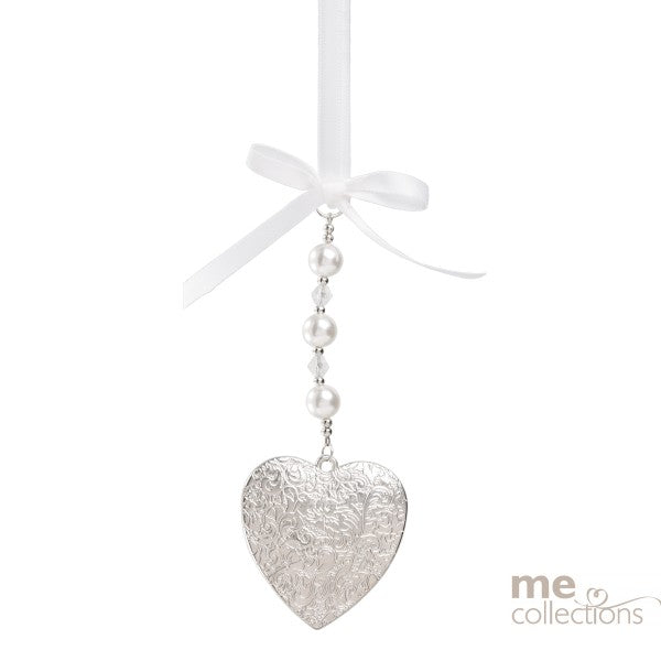 Heart Drop with Glass Beads & Diamante | Silver