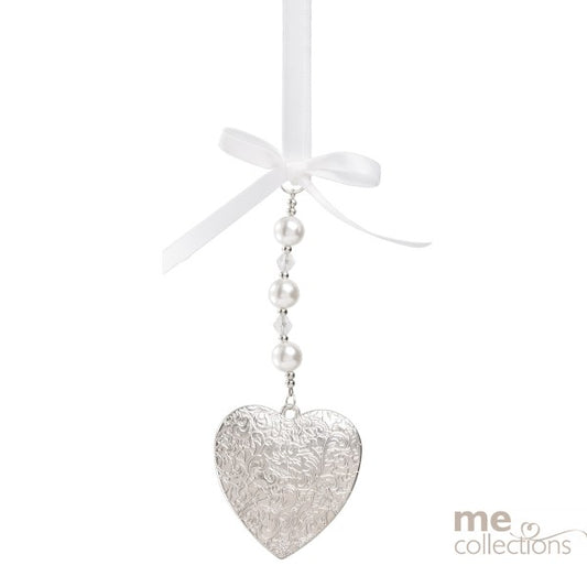 Heart Drop with Glass Beads & Diamante | Silver