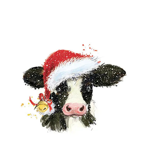 Cocktail Napkin Christmas Cow Bell