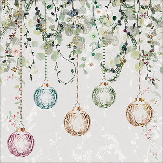 Luncheon Napkin Floral Christmas | Grey