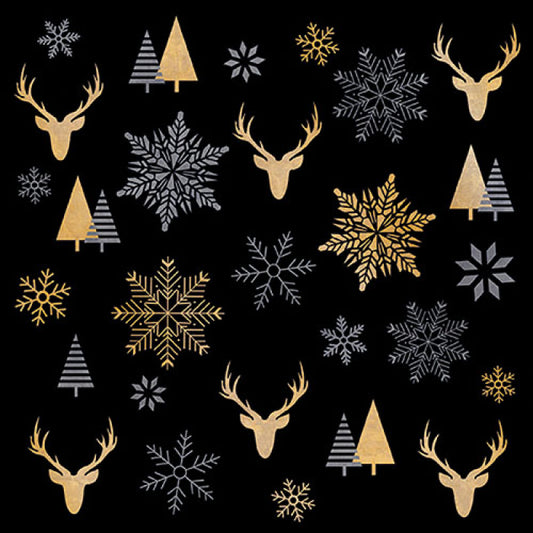 Luncheon Napkin Winter Silhouettes | Black